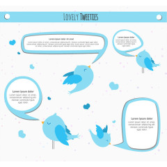 卡通蓝色鸟语言气泡矢量素材