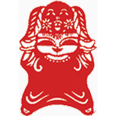 红色开心窗花小孩