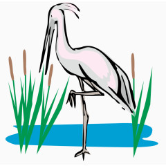 矢量丹顶鹤捕鱼素材