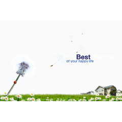 蒲公英鲜花草地PPT背景