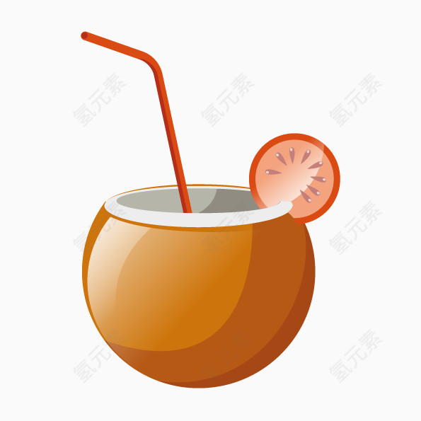 矢量喝椰子汁