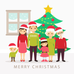 矢量圣诞家庭插画