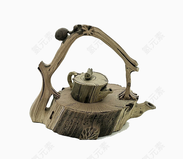 木头形状茶壶