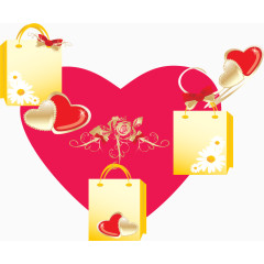 矢量手绘金色礼袋