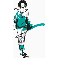 手绘绿色简约套装