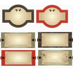 矢量手绘6个复古标签