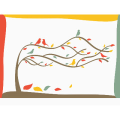 被风吹动的卡通树