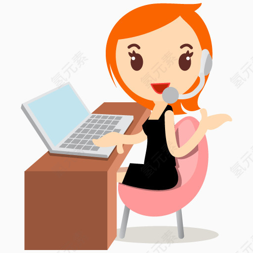黄色头发的客服女孩图标
