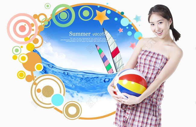 抱着排球的女生