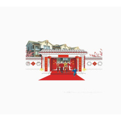 建筑新年喜庆房子