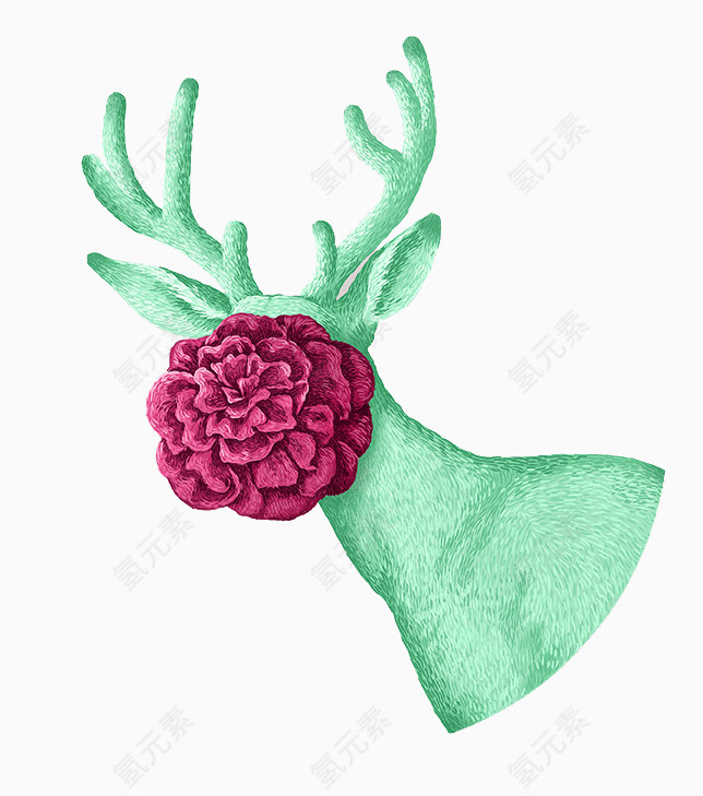 脸被花遮住的鹿