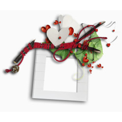 折纸爱心红色丝带边框