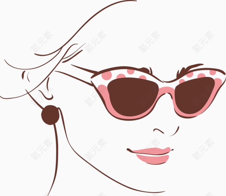 戴眼镜美女头像矢量素材