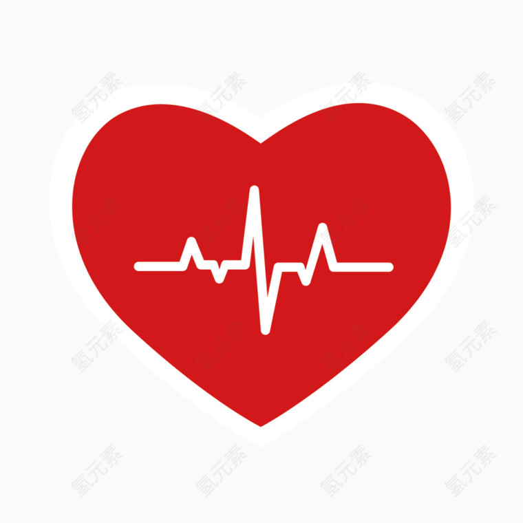 矢量红色心电图素材