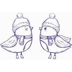 矢量可爱冬季小鸟