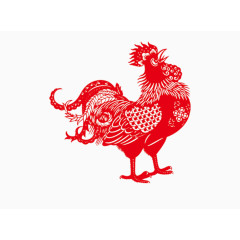 红色鸡剪纸