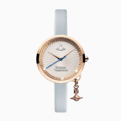 小巧玫瑰金土星吊坠石英女表