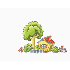 矢量绿色唯美田园家居居住环境