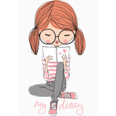 矢量看书的女孩