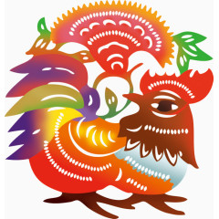 中国风生肖剪纸鸡