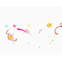 狂欢金币多彩立体装饰图案