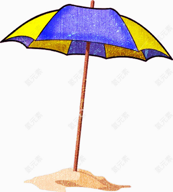 卡通紫色黄色相间雨伞