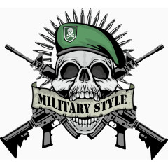 矢量枪枝骷髅印花