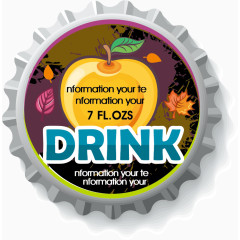 苹果创意感恩节瓶盖设计矢量素材