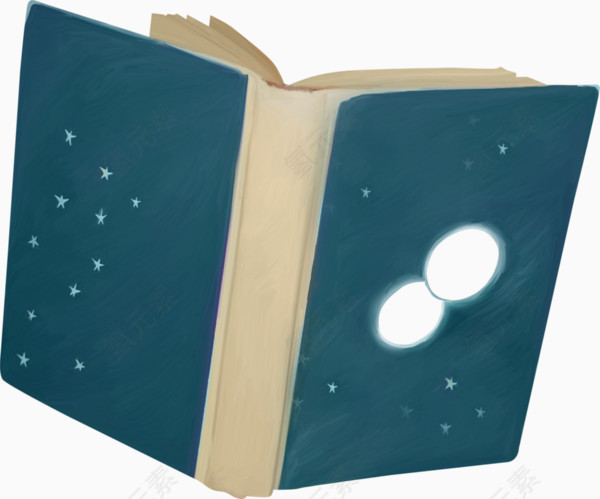 手绘蓝色书籍