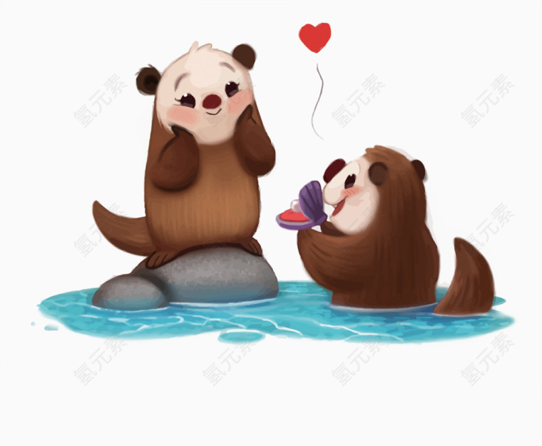 矢量求婚的水獭