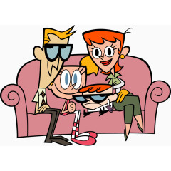 矢量沙发上的一家人