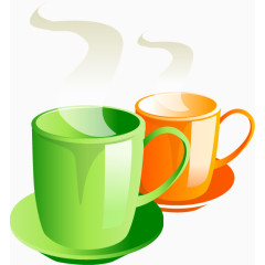 两个冒气的杯子