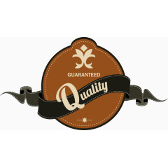 褐色底纹飘带品质图标