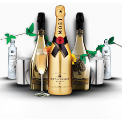 酒水酒杯绿叶素材