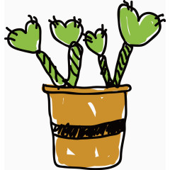 手绘定制款盆栽仙人掌