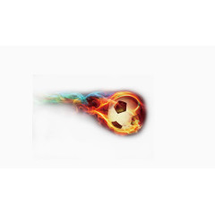 运动足球飞舞彩色火焰