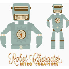 复古机器人设计矢量素材