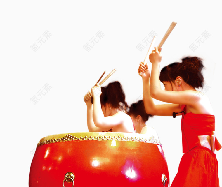 美丽的女人打鼓