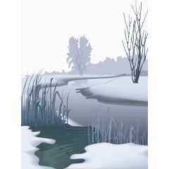 小河边的雪景