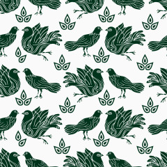 手绘小鸟背景矢量图