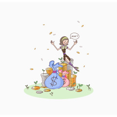 坐在金币上的人图片下载