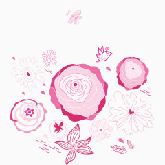 粉色 小清新 花卉 矢量图 装饰图案