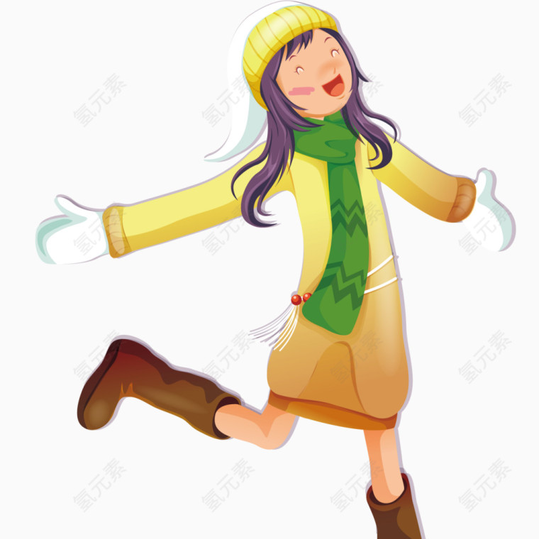 快乐的冬季女孩