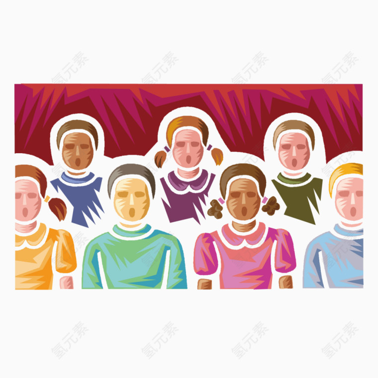 合唱团矢量版画