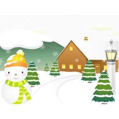 矢量冬天雪景小雪人