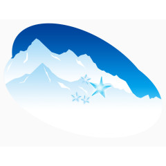卡通雪山冰川上的五角星