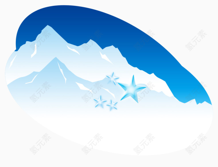 卡通雪山冰川上的五角星