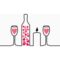 矢量简笔画爱心瓶子杯子