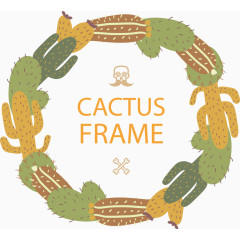 矢量手绘仙人掌花环