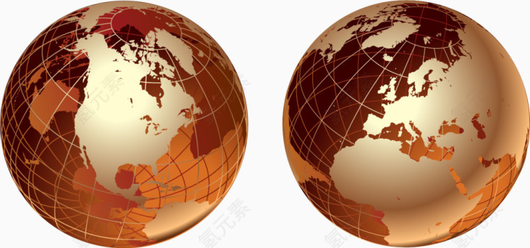 矢量金色立体地球